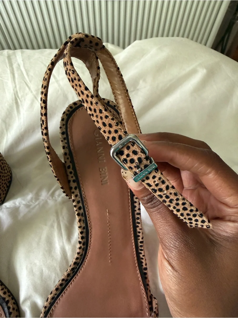 Gianni Bini Arleena cheetah print block heel sandals in tan/black